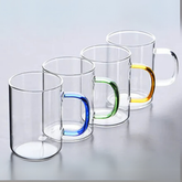 Borosilkat 6 lı Cam Renkli Saplı Bardak Mug